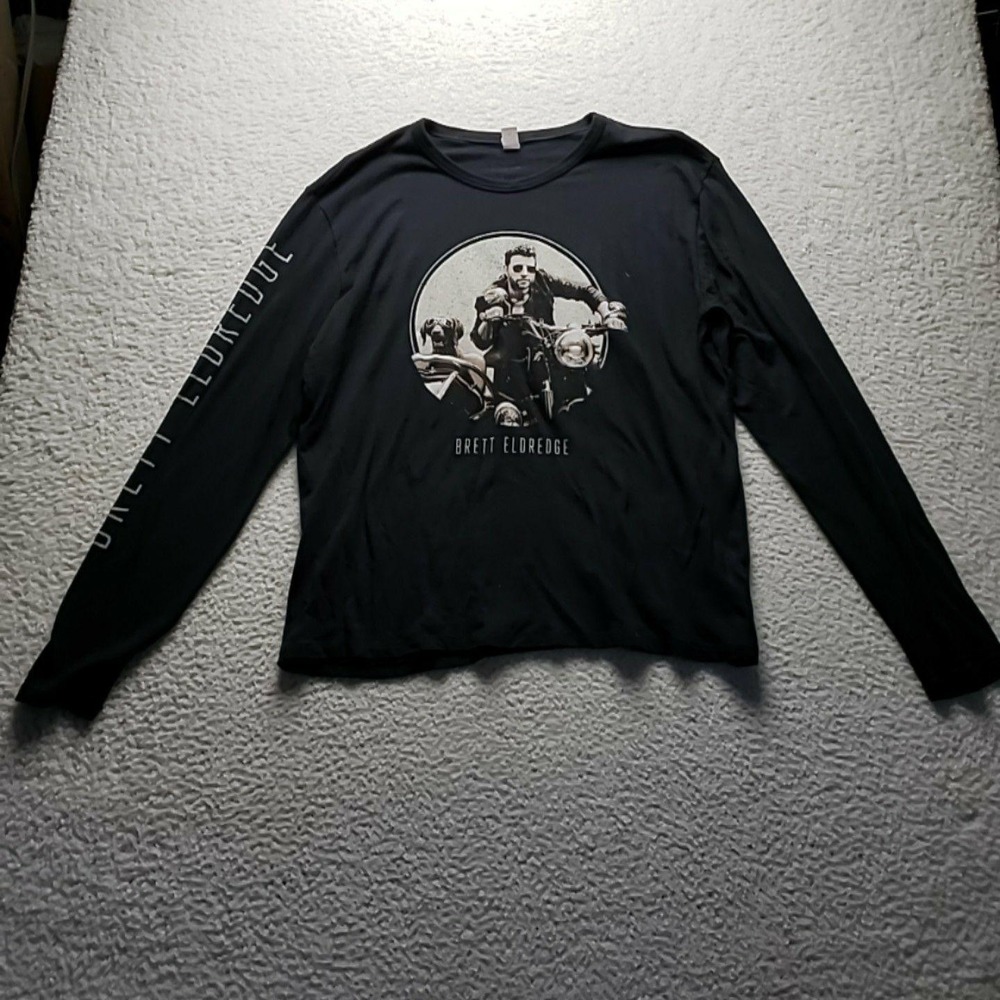 Alternative Shirt Mens XL Black Brett Eldredge Tour 2018 Graphic Long Sleeve Tee